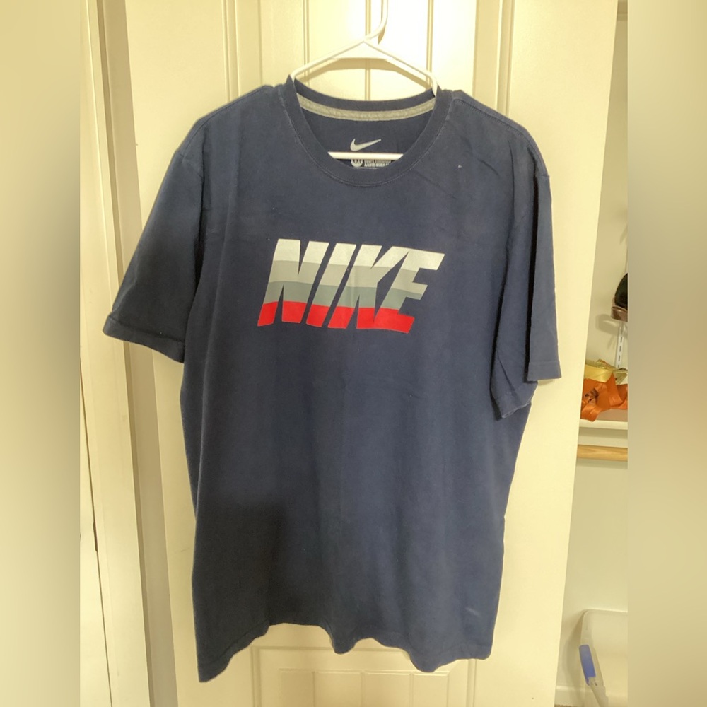 Nike Logo Cotton T-shirt Men’s XXL Navy/red